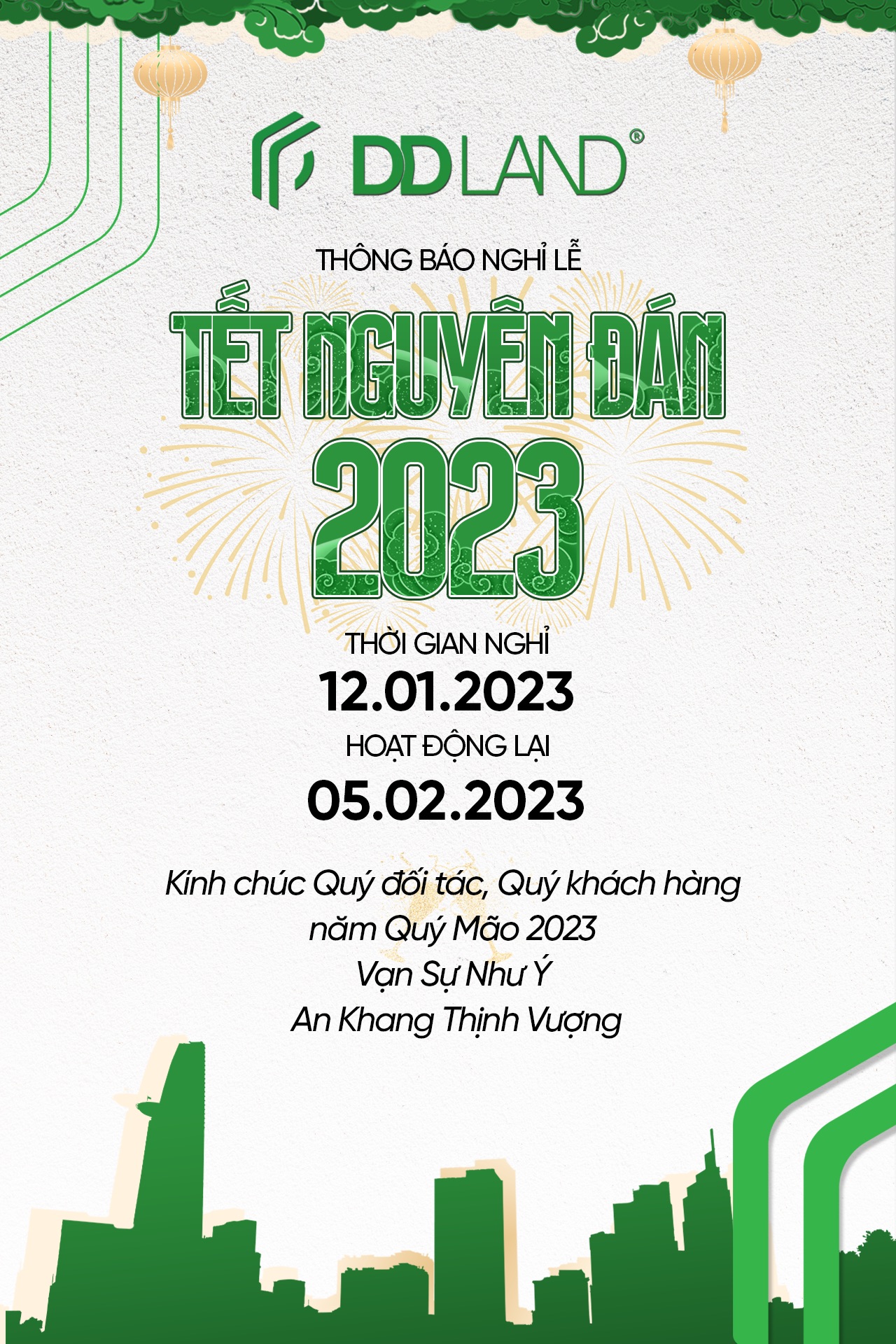 DD Land thông báo lịch nghỉ lễ Tết Nguyên Đán 2023