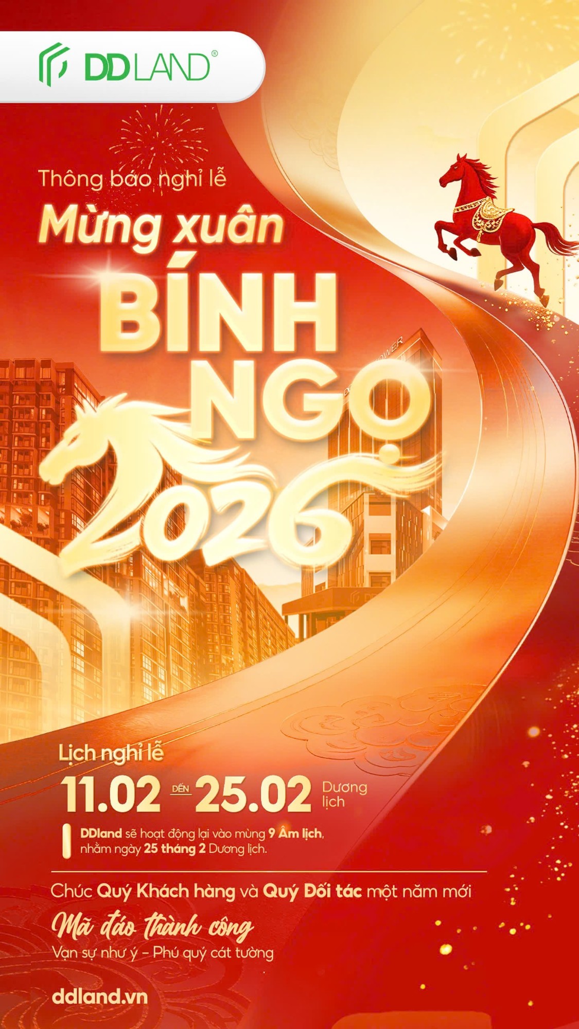 DD LAND TRÂN TRỌNG THÔNG BÁO NGHỈ TẾT NGUYÊN ĐÁN 2026