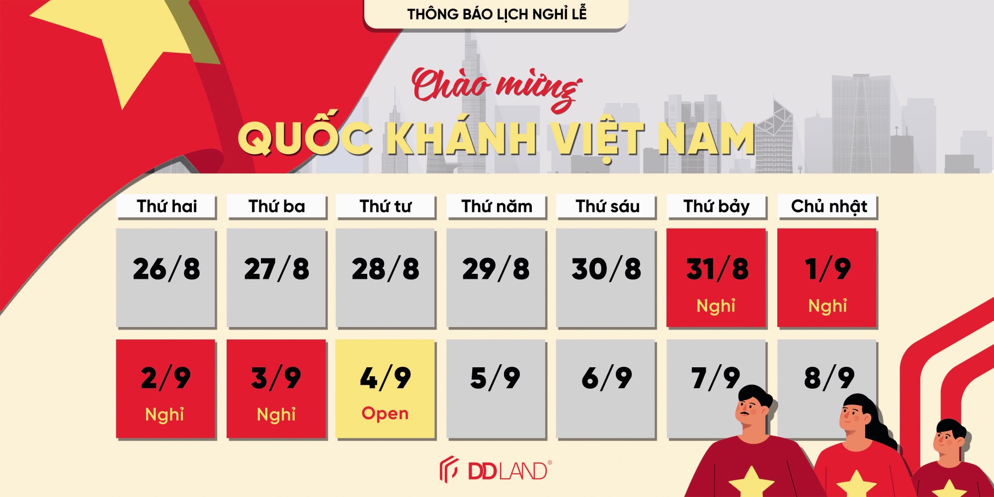 DD LAND THÔNG BÁO LỊCH NGHỈ LỄ QUỐC KHÁNH 2024